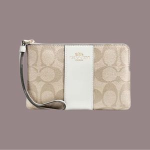 COACH Corner Zip Wristlet In Signature Canvas